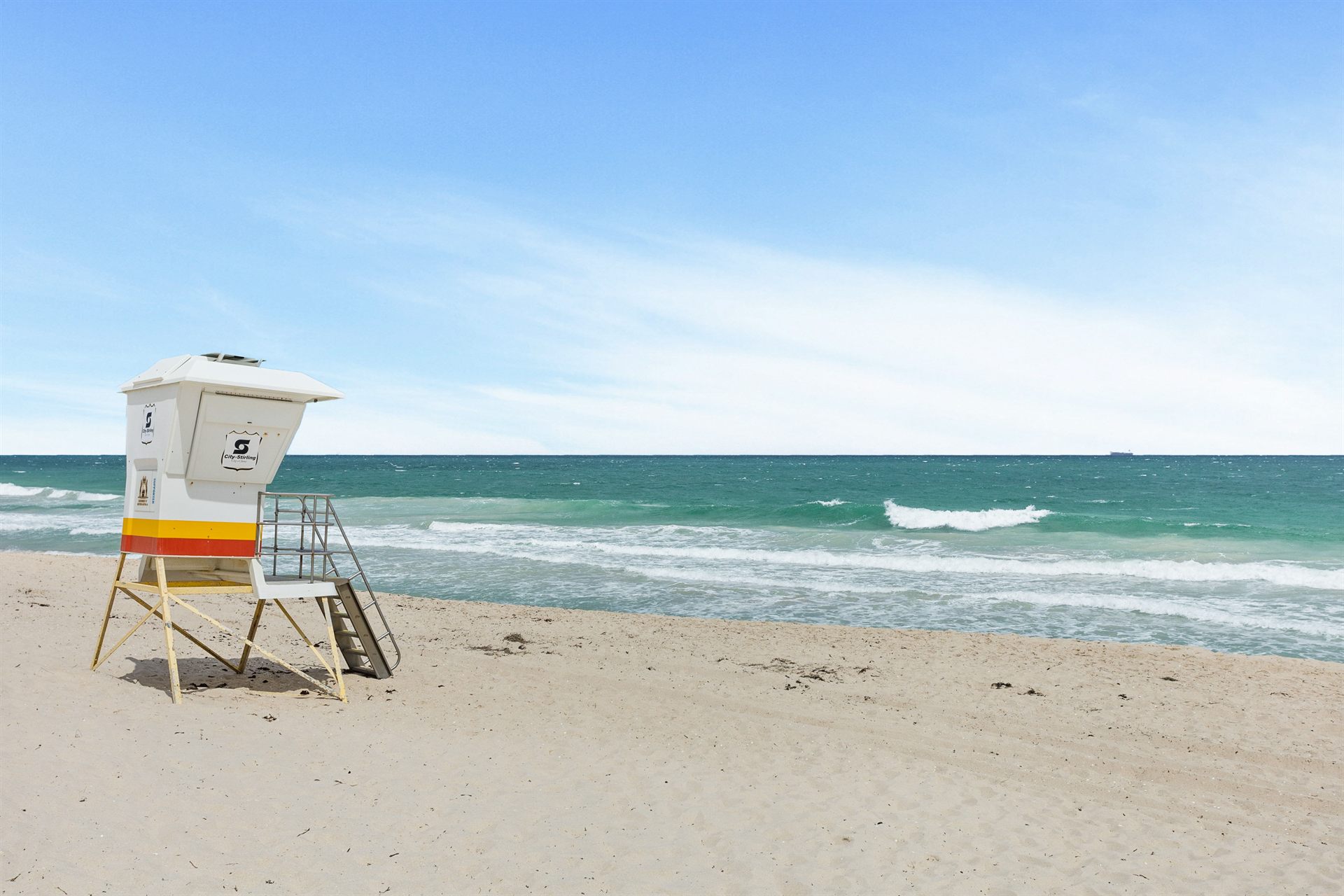 Lifeguard tower on the sand at Scarborough Beach