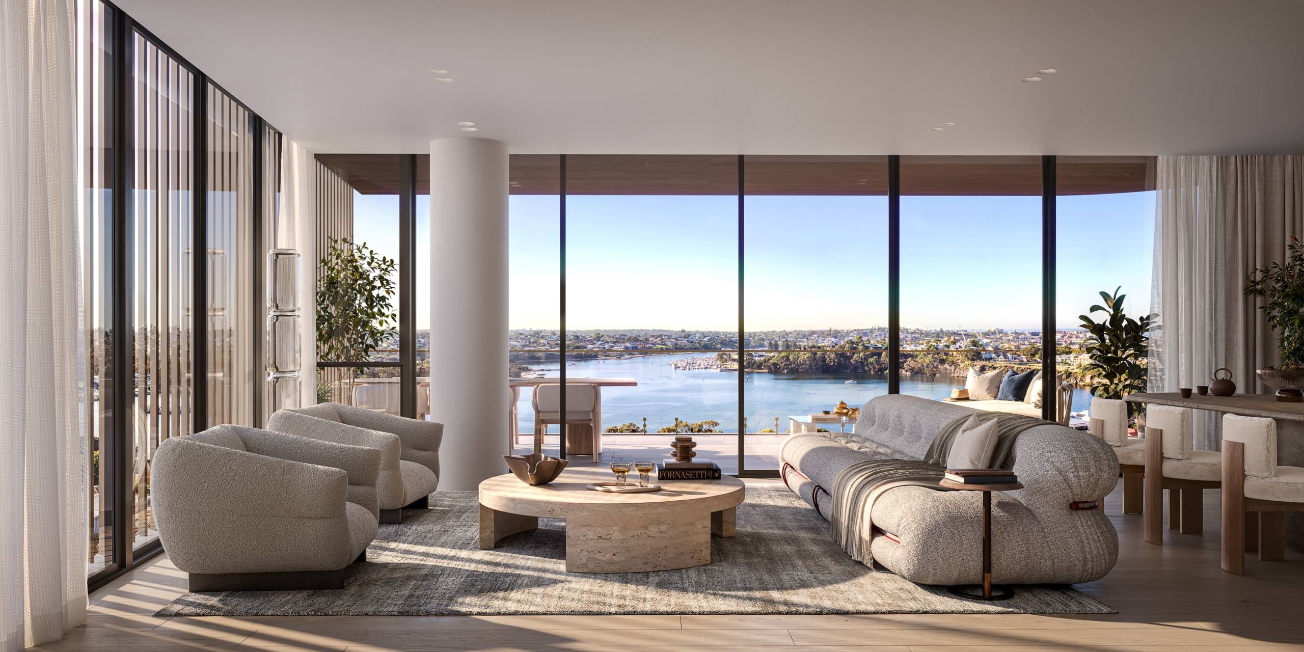 Living area opening to the balcony
