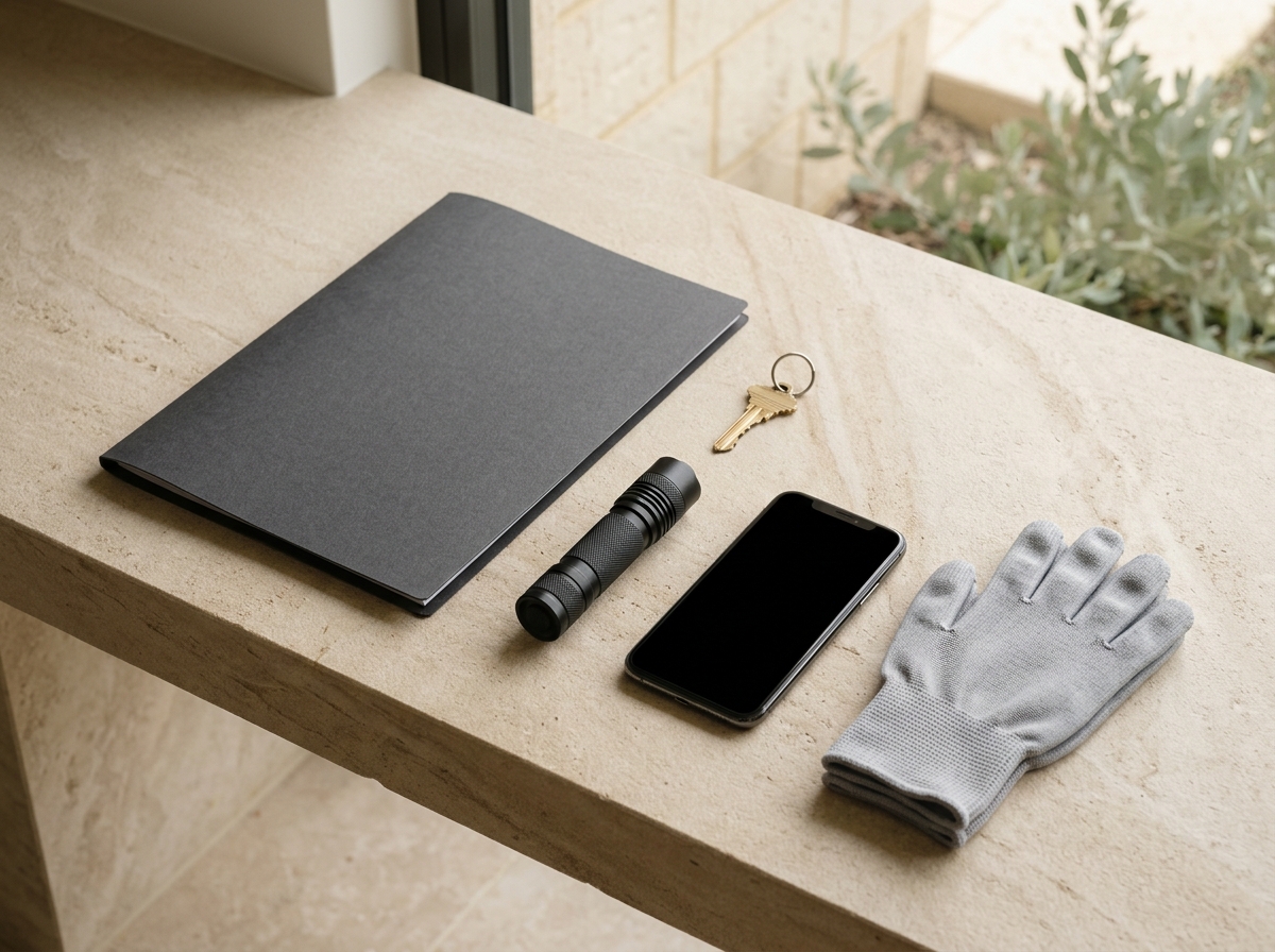 A practical, text-free inspection kit for a pre-settlement property walkthrough.